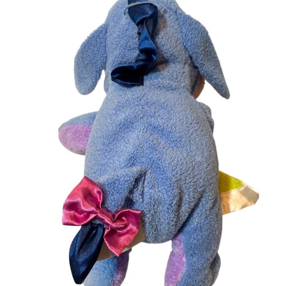 Disney Eeyore Plush Rattle Toy With Pink & Blue Satin Bows 10" Soft Baby Toy - Picture 3 of 10